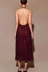 Halter Deep V Backless Bodycon Elegant Prom Dress