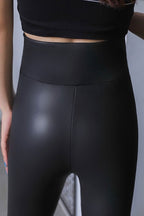 Fleece Lined Slim Fit Faux Leather Zipper Leggings