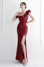 Embellished One Shoulder Mermaid Formal Dress