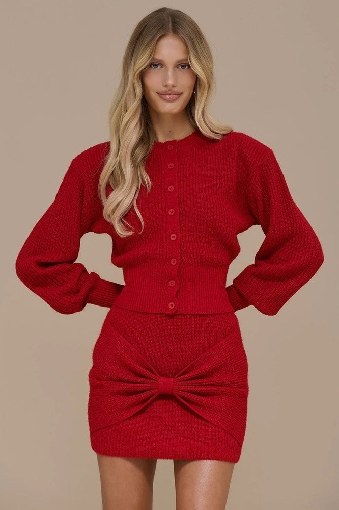 Single Breasted Knit Sweater Bodycon Skirt Skirt Set Secondary image