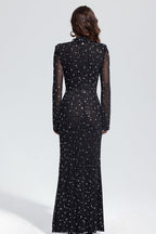 Rhinestone Long Sleeve Mermaid Formal Dress