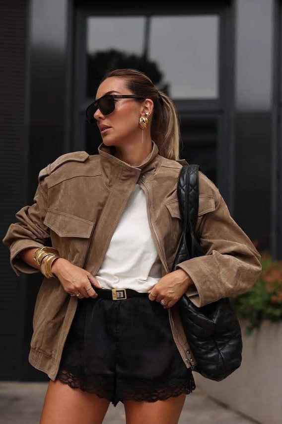 Retro Suede Short Length Jacket S / Khaki Main image