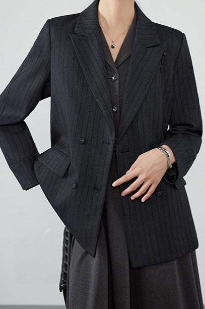 Elegant Striped Notch Blazer Secondary image