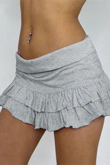 Y2K Casual Solid Pleated Skirt