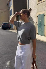 French Chic Short Sleeve Slim Knit Top