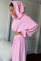 Casual Loose Fit Hoodie Cinched Waist Jogger Pants Set