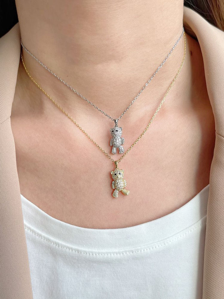 Crystal Bear Necklace Jewelry