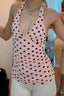 V Neck Halter Polka Dot Blouse