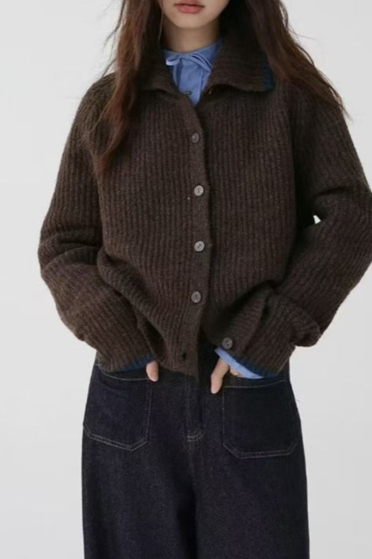 High Neck Shawl Collar Relaxed Sweater Main image