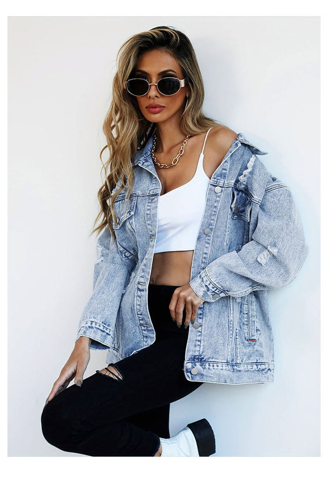 Distressed Utility Denim Jacket Main image
