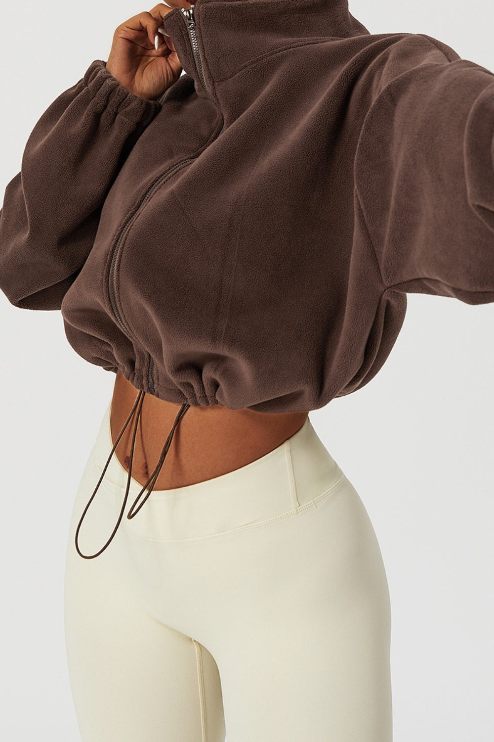 Stand Collar Fleece Loose Fit Sweatshirt