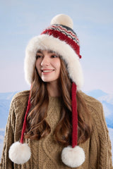 Faux Fur Fair Isle Knit Ear Flap Hat