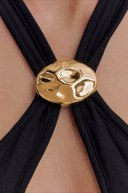 Metal Trim Halter Cutout Chic Halter Top