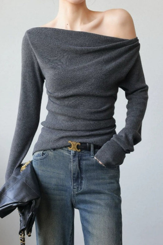 Chic Off Shoulder Fitted Knit Top Main image