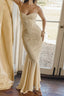 Lace Ruffle Slip Maxi Formal Dress S / Beige