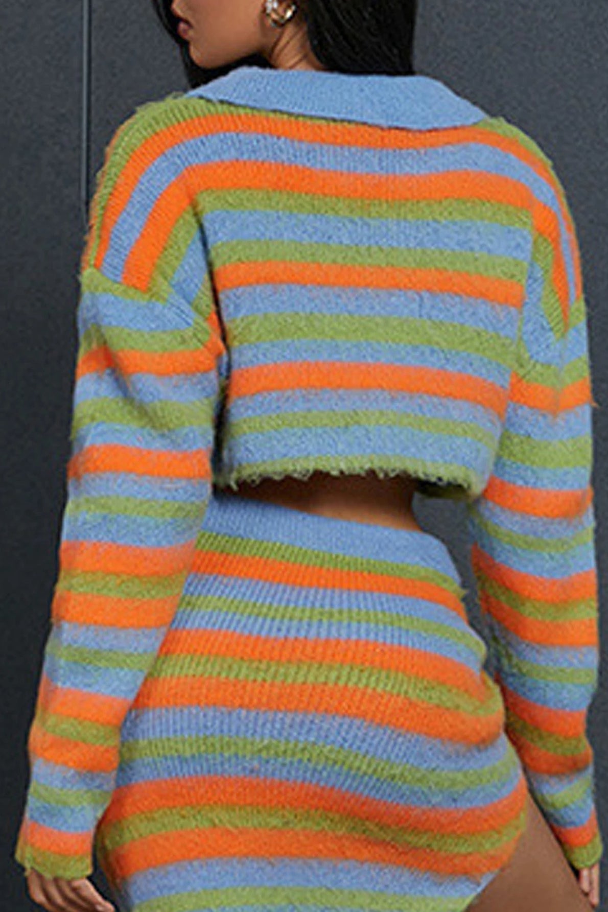 Color Block Striped Zip Cardigan Secondary image