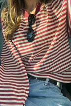 Colorblock Striped Relaxed Fit Long Sleeve Tee