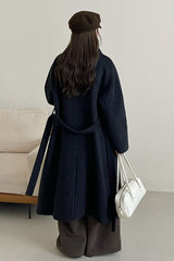 Wool Reversible Midi Scarf Style Overcoat