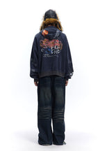 Graffiti Print Full Zip Oversized Hoodie