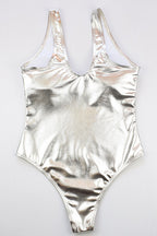 Chic Solid Foil Detail One Piece Swimwear