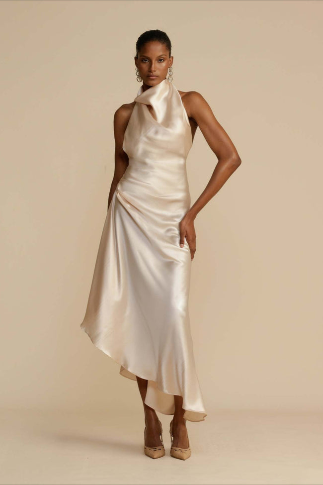 Elegant Satin Slit Backless Party Dress Main image