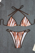 Sexy Tie Dye Low Rise Halter Triangle Bikini Set