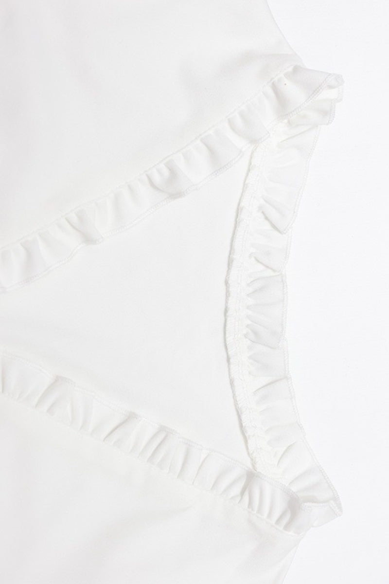 Ruffle Deep V Twist Front Crop Top