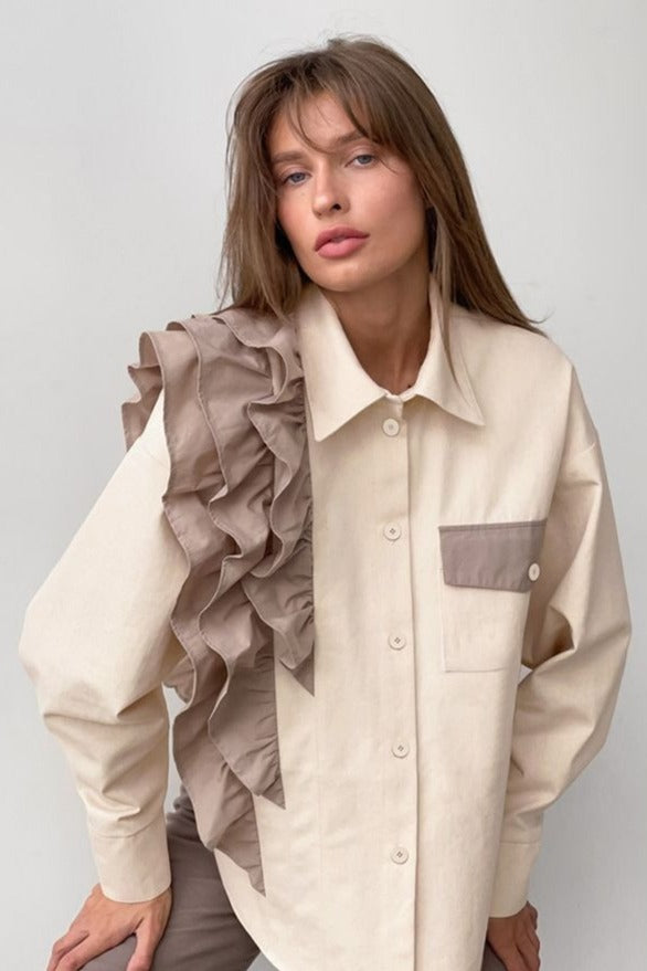 Asymmetric Color Block Blouse Main image