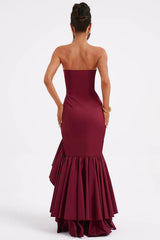 Strapless High Slit Backless Bodycon Slim Fit Elegant Prom Dress