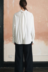 Elegant Lightweight Draped Tie Neck Blouse