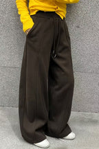Solid Color Casual Fluid Wide Leg Fleece Sweat Pants