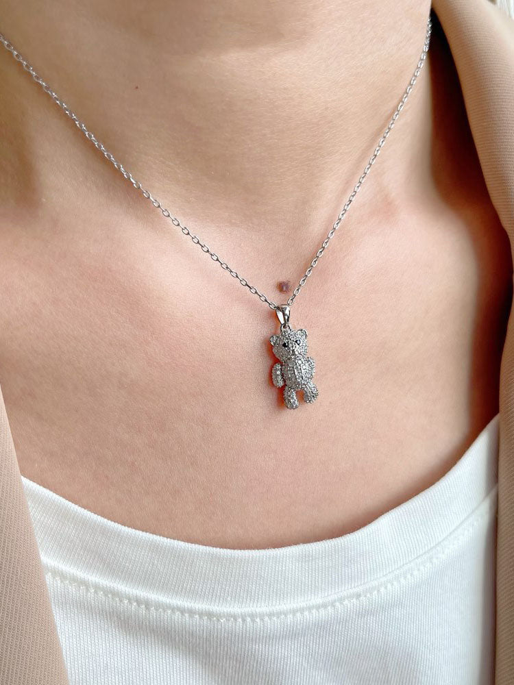 Crystal Bear Necklace Jewelry