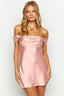 Satin Strapless Off Shoulder Ruffled Slim Fit Elegant Mini Dress