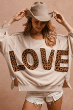 Leopard Letter Patch Oversized Sweatshirt