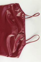 Faux Leather Side Slit Party Dress