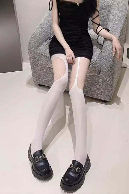 Asymmetric Hollow Out Sheer Tights