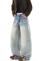 Striped Side Panel Wide Leg Jeans