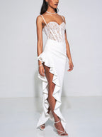 Junia White Lace Charming Corset Maxi Dress M / US 6 8 Dresses