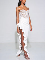 Junia White Lace Charming Corset Maxi Dress M / US 6 8 Dresses