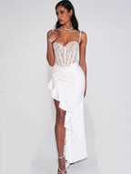 Junia White Lace Charming Corset Maxi Dress XL / US 12 14 Dresses