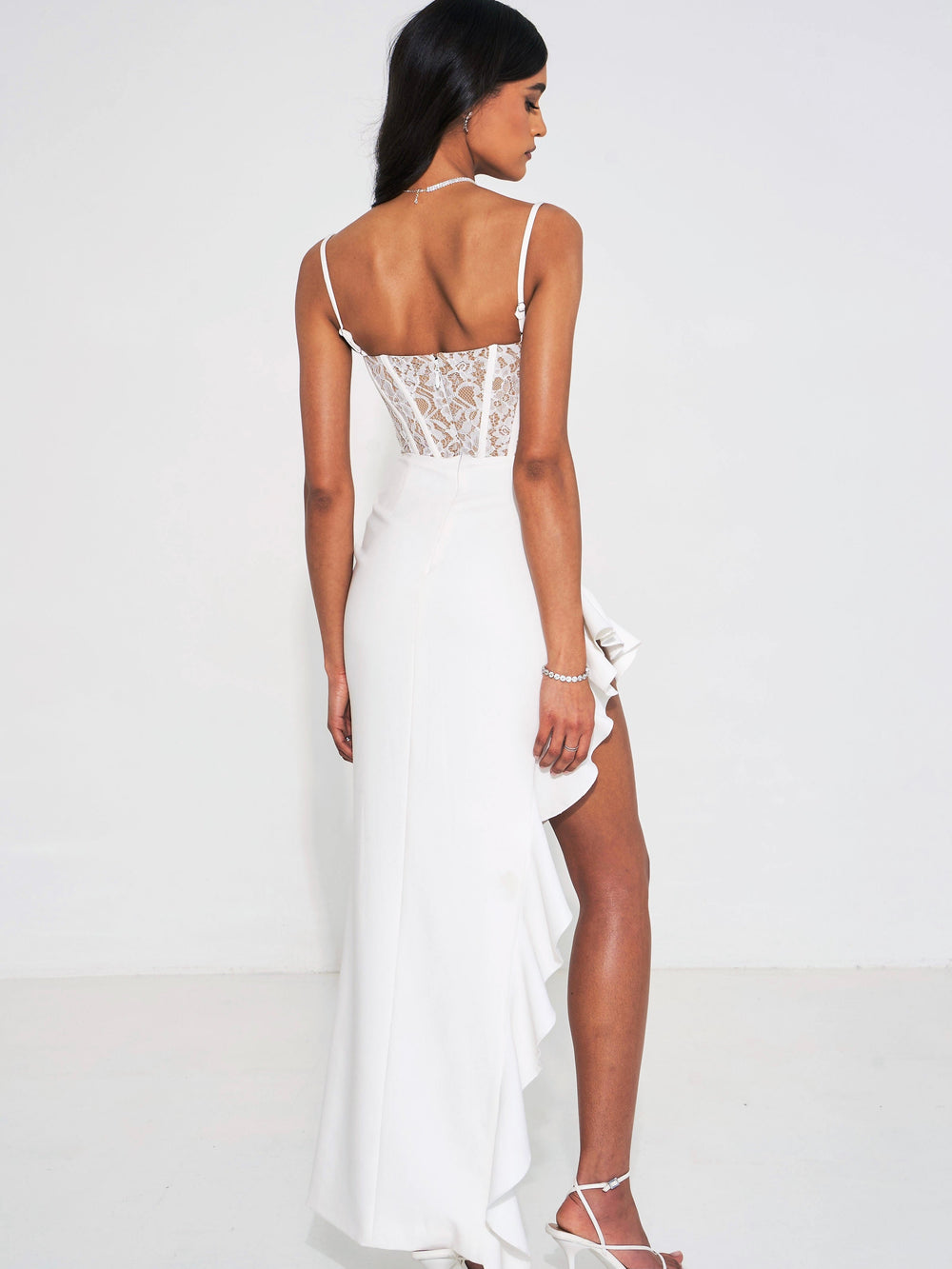 Junia White Lace Charming Corset Maxi Dress Dresses