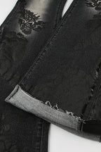 Vintage Plant Print Flared Jeans