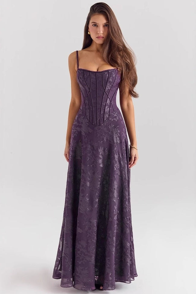 Spaghetti Strap Chiffon Floral Formal Dress S / Purple Main image