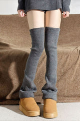 Ribbed Knit Bell Bottom Long Leg Warmers