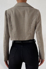 Houndstooth Cropped Blazer