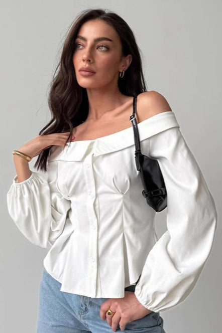 Off Shoulder Boat Neck Blouse Secondary image