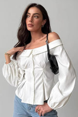 Off Shoulder Boat Neck Blouse