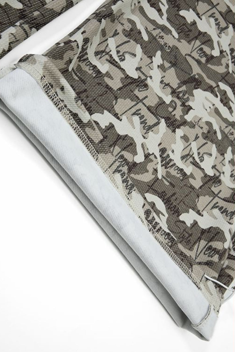 Camo Typography Wide Leg Sweatpants