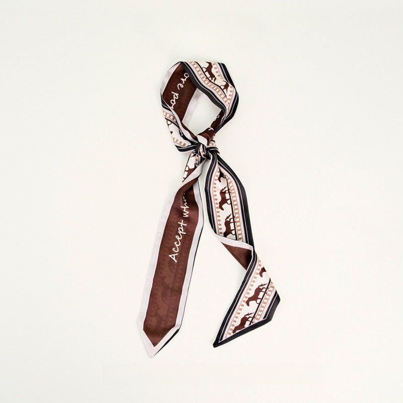 Horse Print Skinny Long Ribbon Scarf Secondary image