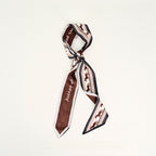 Horse Print Skinny Long Ribbon Scarf